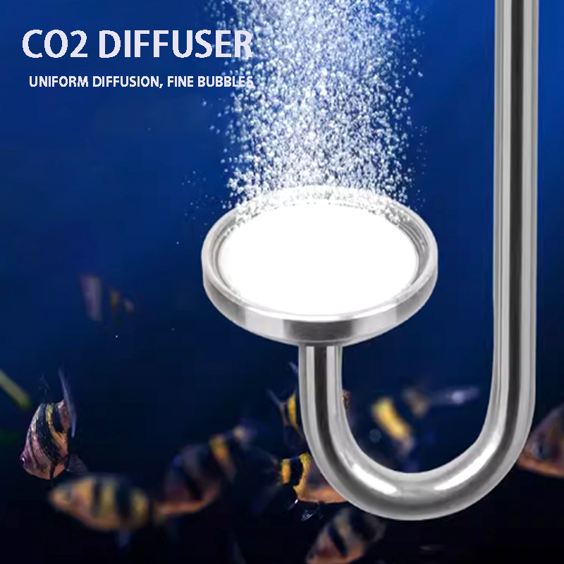 Aquarium Liquid Carbon - อะลูมินัมอัลลอย CO2พ่นละอองน้ำ + แผ่นเซรามิก + CO2ถ้วยดูดสำหรับตู้ปลาเครื่องกำเนิด