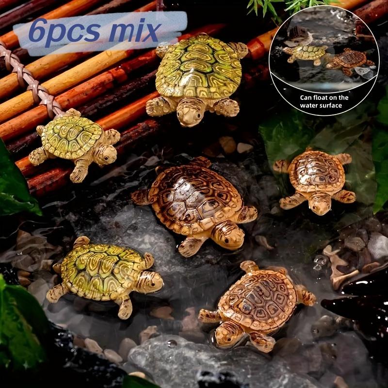 Aquarium Moss - รูปปั้นเต่าขนาดเล็ก 6 ตัวสำหรับตกแต่งตู้ปลา ภูมิทัศน์ขนาดจิ๋ว บอนไซ และสวนกลางแจ้ง