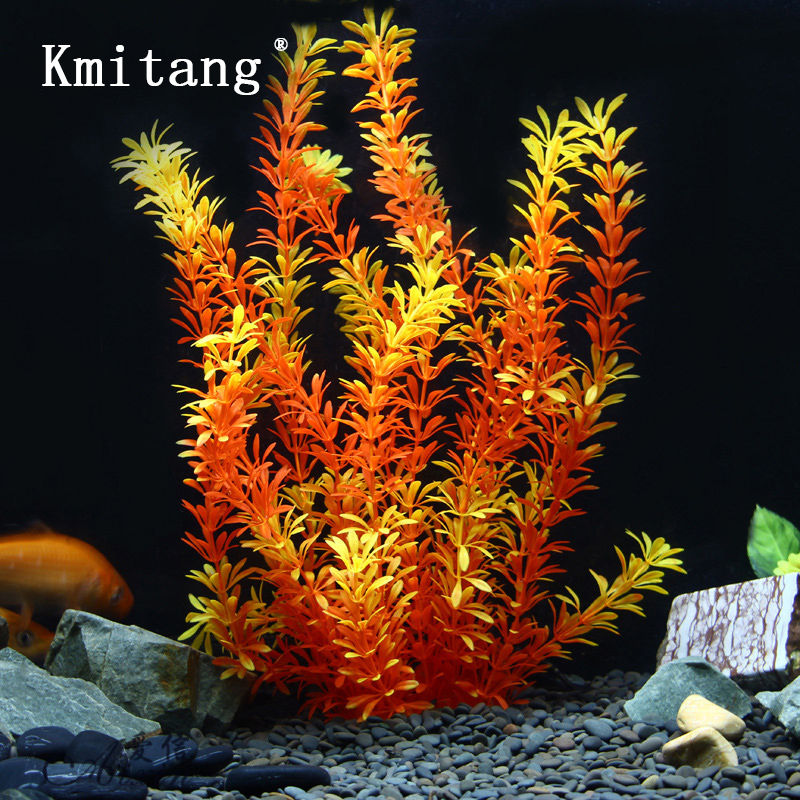 Aquarium Plant Substrate - ต้นไม้เขตร้อนขนาด 100 ซม. หญ้าใต้น้ำเทียมขนาดใหญ่ ต้นไม้ปลอมพลาสติกนุ่มสำหรับตกแต่งตู้ปลาและตู้เลี้ยงปลา