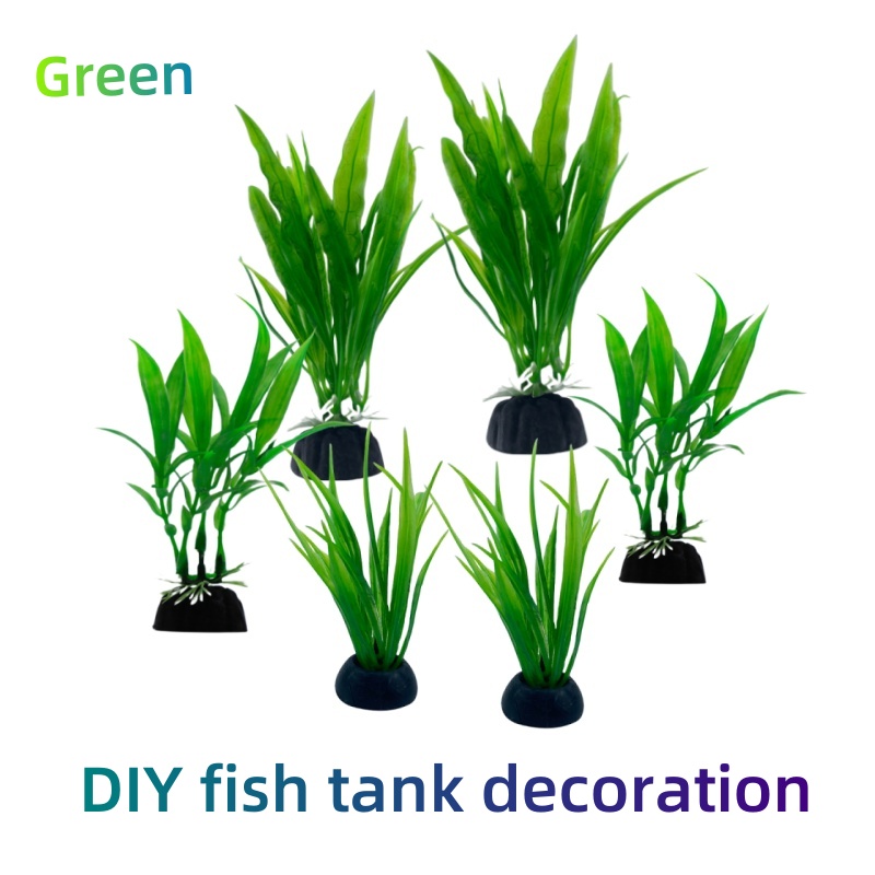 Live Plant Aquarium - 6 ชิ้นแพ็คพืชพิพิธภัณฑ์สัตว์น้ํา, ตกแต่งถังปลาสีเขียวตกแต่งถังปลาเทียมสําหรับครัวเรือนและสํานักงานพิพิธภัณฑ์สัตว์น้ํา