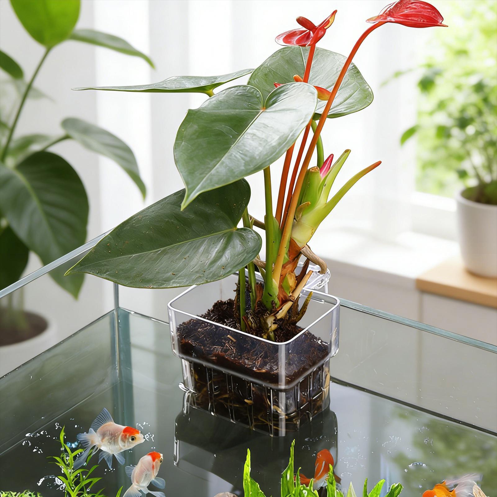 กระถางปลูกพืชแบบแขวนโปร่งใสสำห - Aquarium Plants Live บทวิจารณ์และราคา